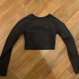 HALARA Dark gray, long sleeve active wear a crop top compression fabric